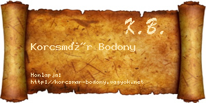 Korcsmár Bodony névjegykártya